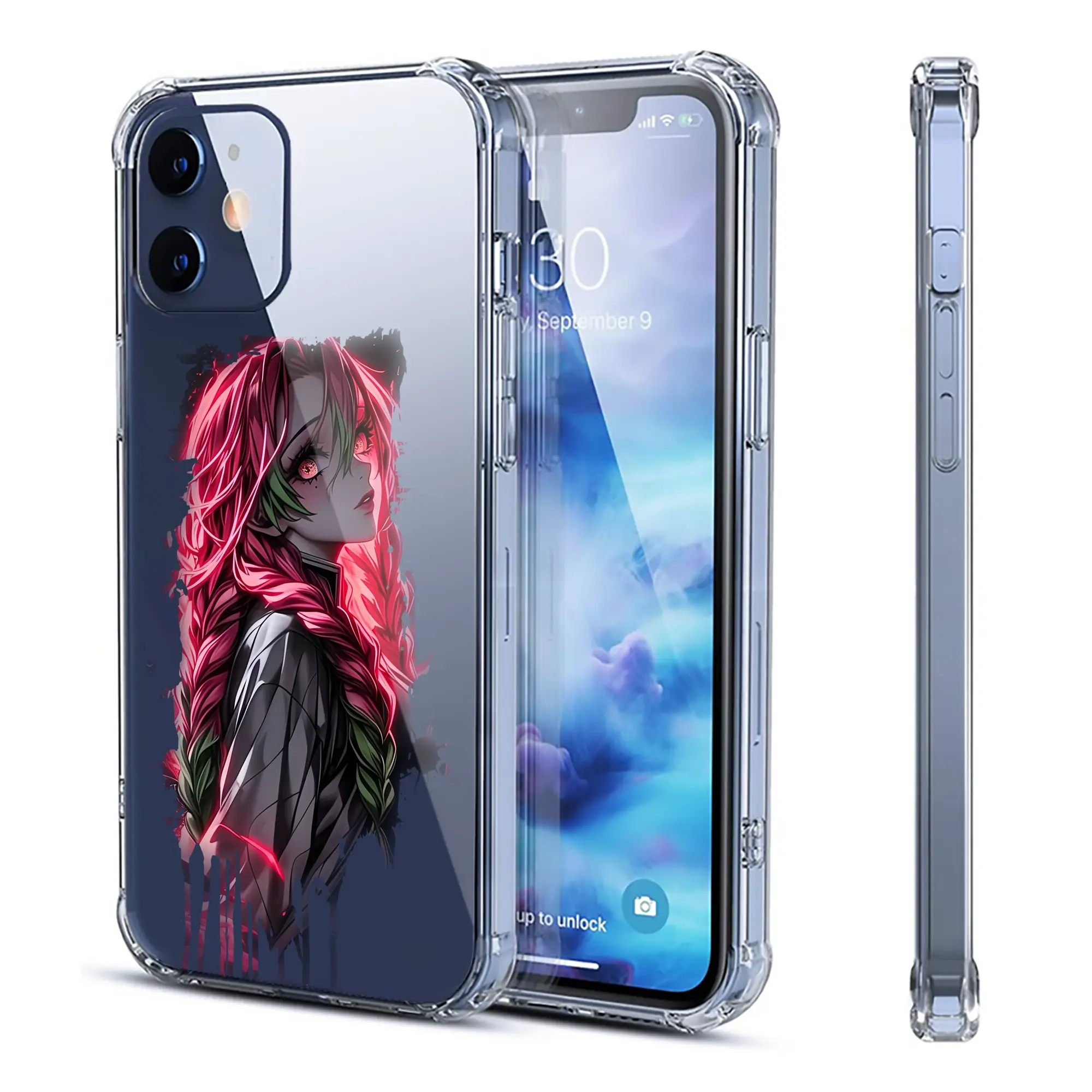 鬼滅の刃 グッズ,甘露寺 蜜璃 - IPhone 12シリーズ対応 ・ 透明スマホケース ・ クリアソフトケース ・ TPU素材 ・ 耐衝撃 ・ 高密着 ・ 防汚 防指紋 ・ 簡単着脱